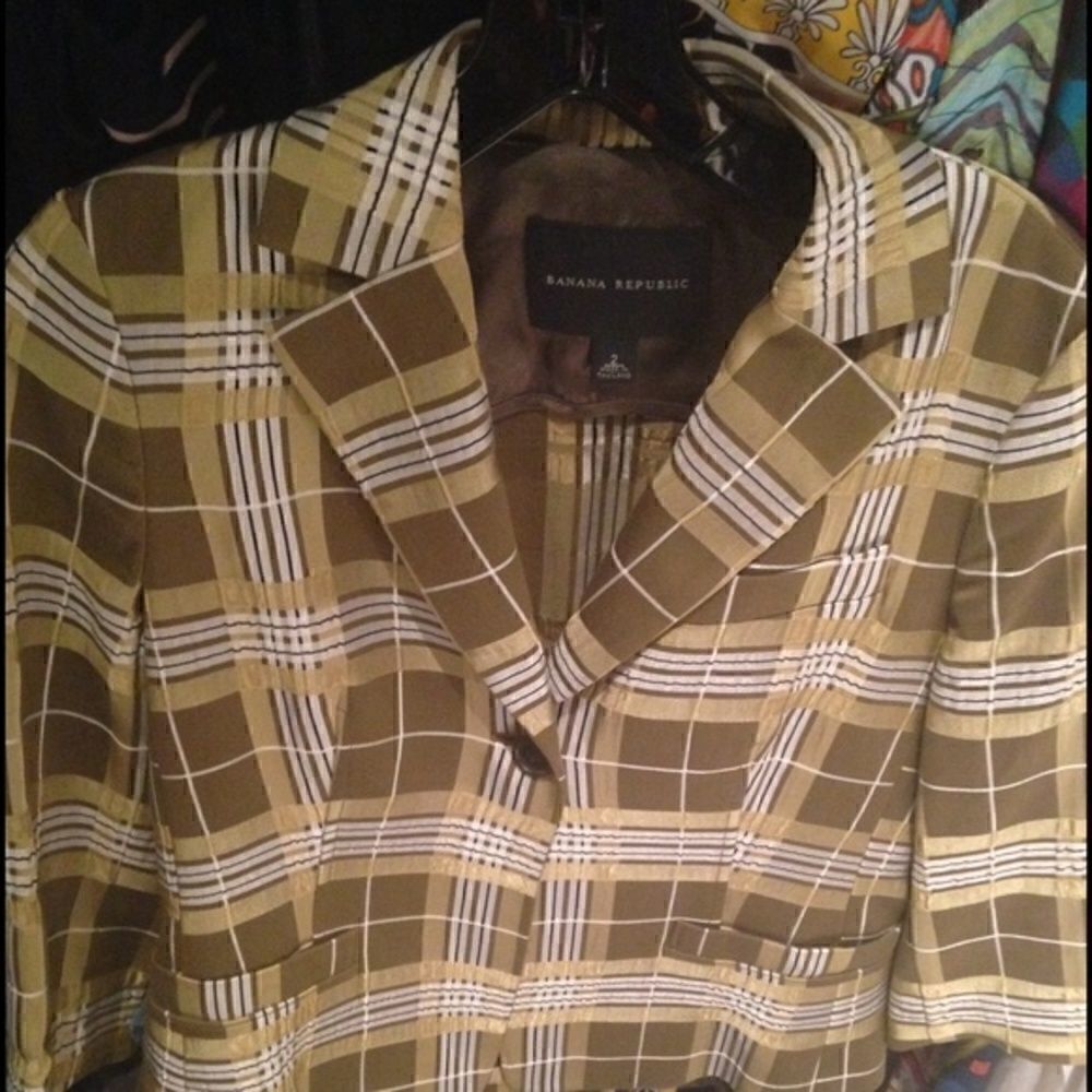 Banana Republic green plaid blazer sz 2